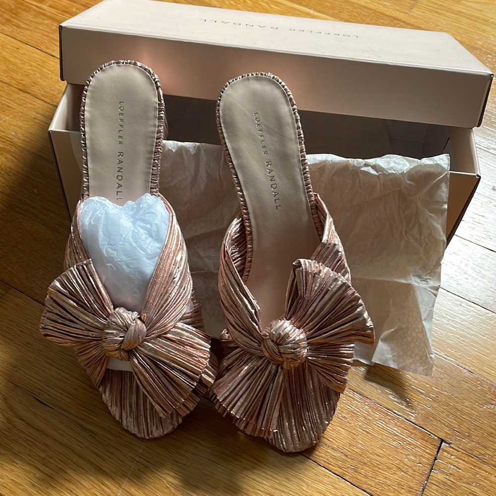 Loeffler Randall rose gold slides